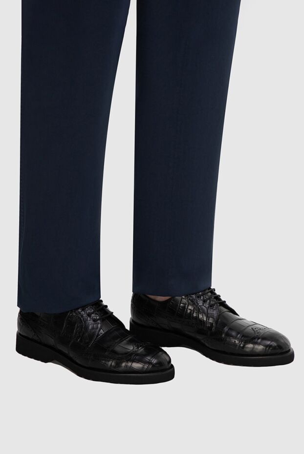 Tardini classic wingtip brogues made of genuine black alligator leather
 166000 - photo 2