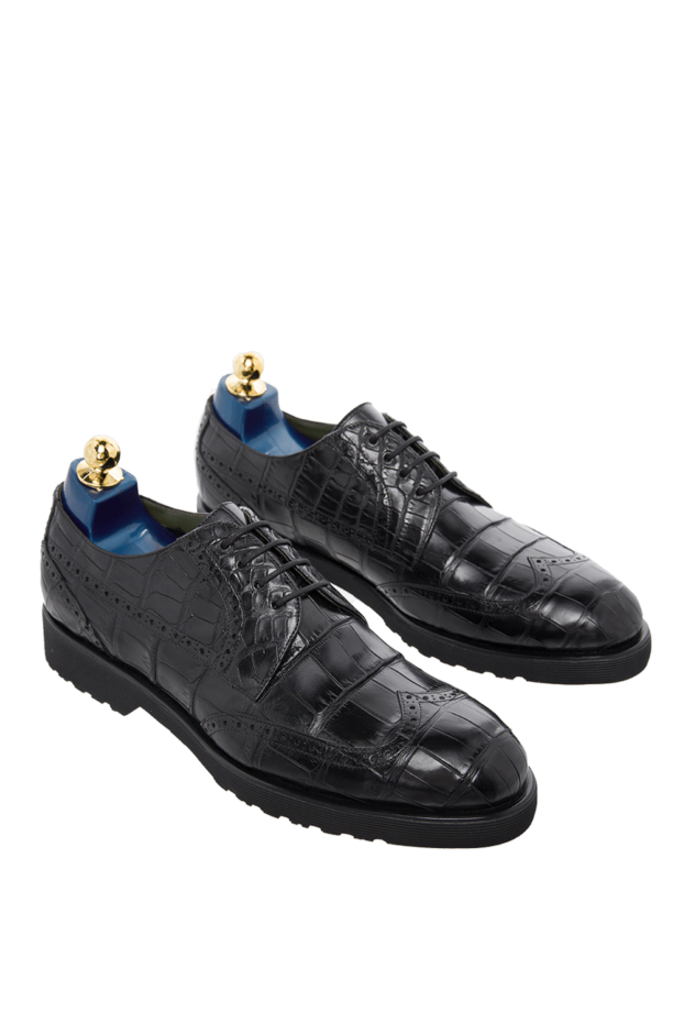 Tardini классические броги wingtip из натуральной кожи аллигатора чёрного цвета
 166000 - фото 3