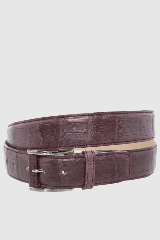 Tardini purple-burgundy embossed crocodile leather belt for men 166091 - photo 1