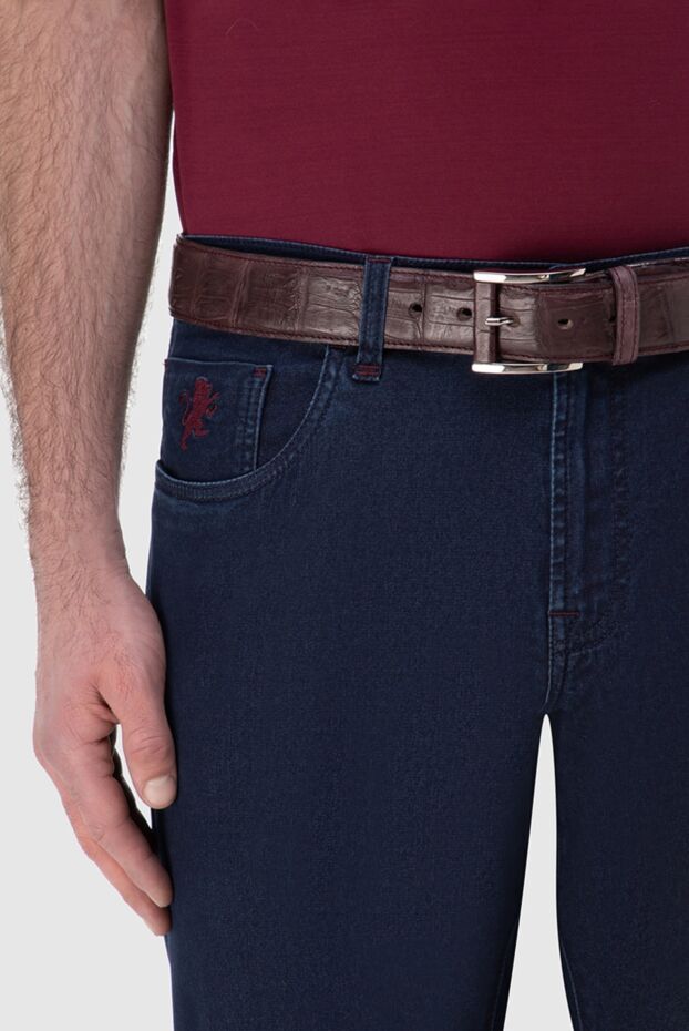 Tardini purple-burgundy embossed crocodile leather belt for men 166091 - photo 2