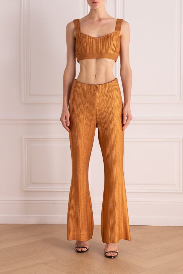 Herve Leger металл трикотаждан, алтын-мыстан тігілген әйелдер костюмі үсті және шалбар
 166169 - фото 3