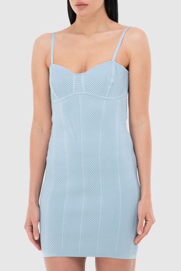 Herve Leger бретелькалы көк фактуралы әйелдер көйлегі 166172 - фото 3