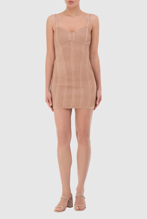 Herve Leger бретелькалы беж фактуралы әйелдер көйлегі 166173 - фото 2