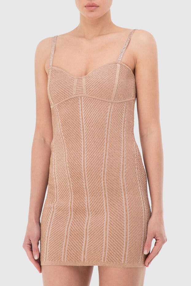 Herve Leger бретелькалы беж фактуралы әйелдер көйлегі 166173 - фото 3