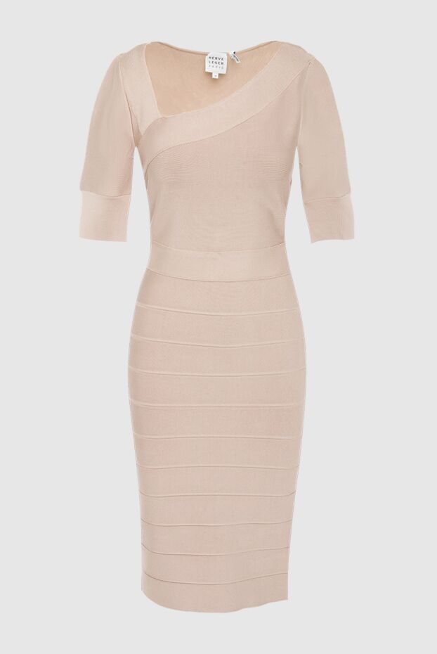 Herve Leger асимметриялық мойын ойығы бар беж әйелдер көйлегі 166176 - фото 1