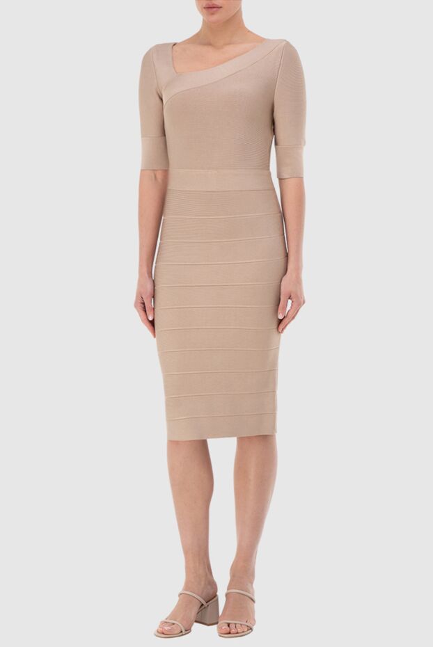 Herve Leger асимметриялық мойын ойығы бар беж әйелдер көйлегі 166176 - фото 2