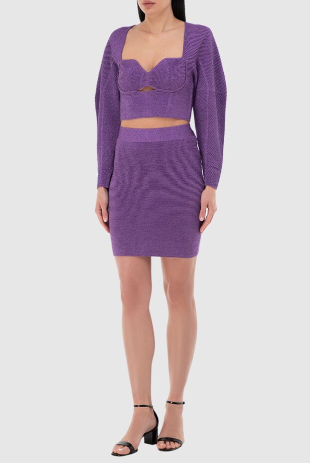 Herve Leger әйелдерге арналған күлгін вискоза және полиэфир юбка костюмі 166177 - фото 2