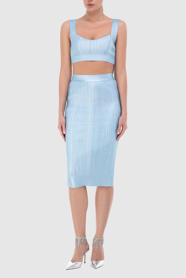 Herve Leger үстіне көкірекше және юбка киген көк түсті жиынтық 166179 - фото 2