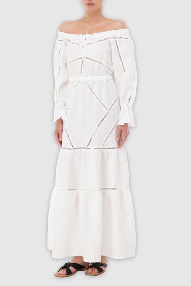Moeva white linen dress with scalloped trim and puff sleeves
 166247 - photo 2