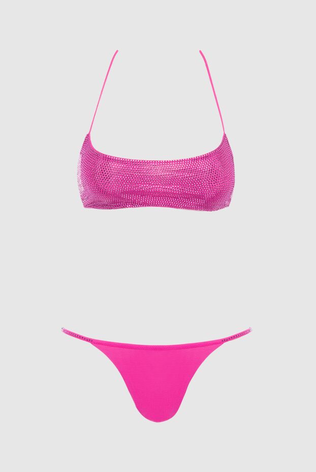 The Andamane bikini with thin straps top and glossy effect pink 166266 - photo 1