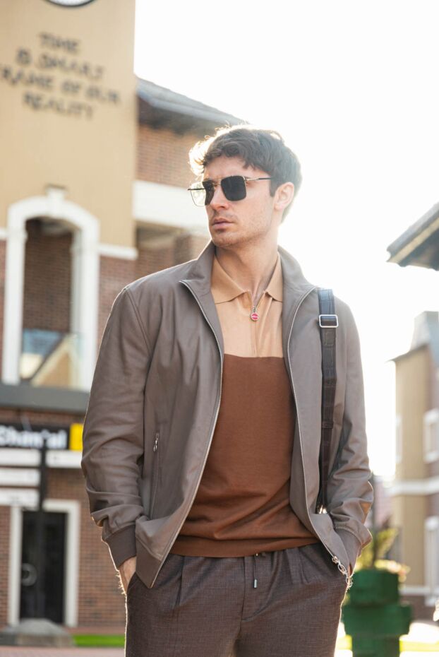 Kiton knitted polo with zip in shades of brown and caramel
 166320 - photo 2