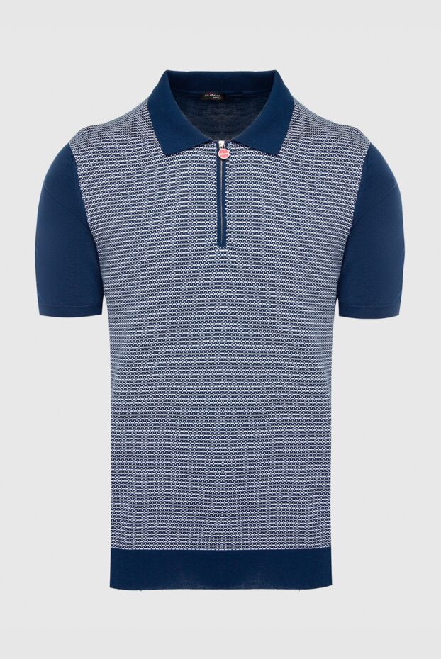 Kiton контрастты микропаттернді көк мақта поло көйлек ерлерге арналған 166326 - фото 1