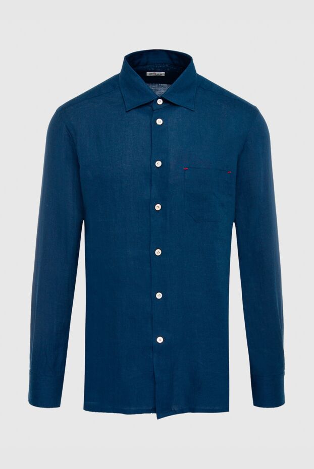 Kiton linen blue shirt with white buttons 166331 - photo 1