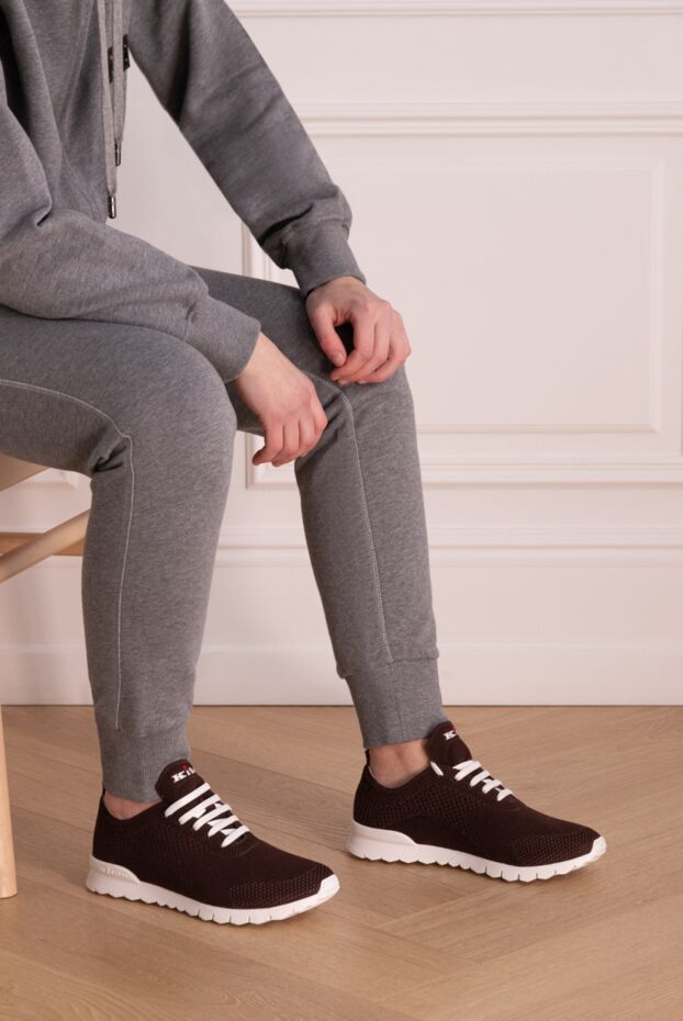 Kiton lightweight sneakers made of mesh knitwear in a wine shade on a relief sole

 166332 - photo 2