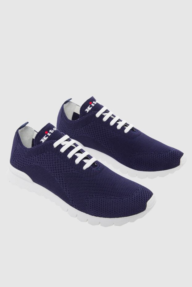 Kiton dark blue sneakers made of breathable knit with white sole and laces

 166333 - photo 3