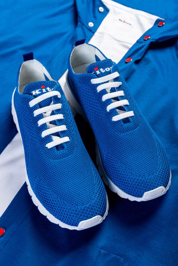 Kiton sports sneakers with a knitted upper in a rich blue color
 166343 - photo 2