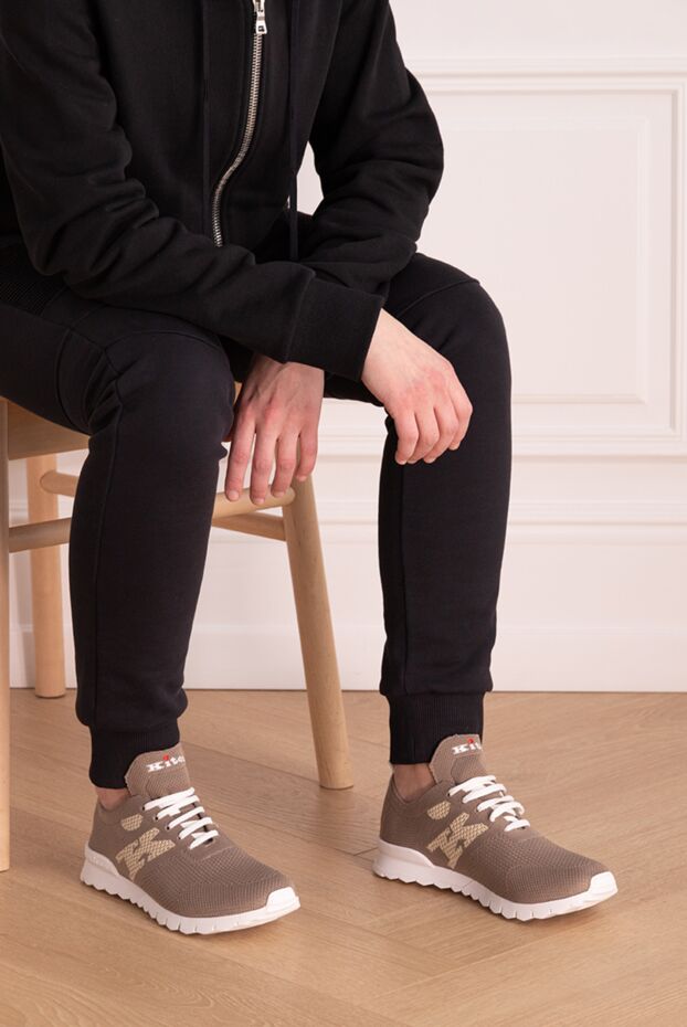 Kiton lightweight beige sneakers with a breathable structure and a logo on the side
 166344 - photo 2