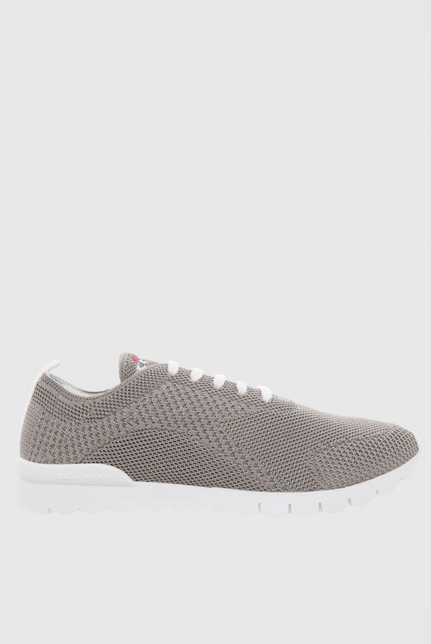 Gray lightweight sneakers with white sole and textile body for men - photo 1
