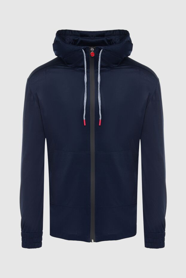 Kiton мужская синяя спортивная кофта из гладкого хлопка с капюшоном и застёжкой-молнией 166371 - фото 1