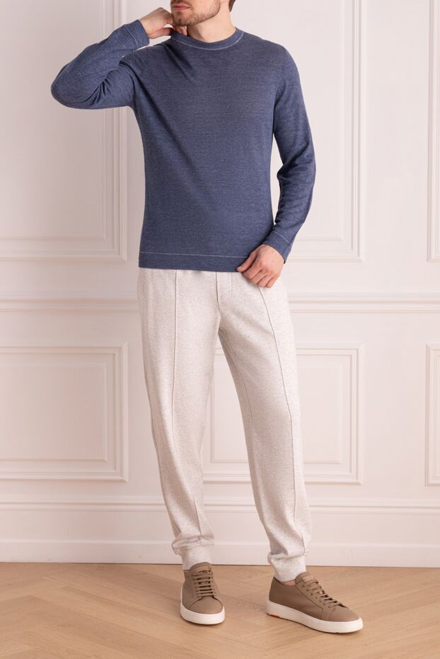 Brunello Cucinelli light-colored cotton jersey trousers with cuffs at the hem
 166416 - photo 2