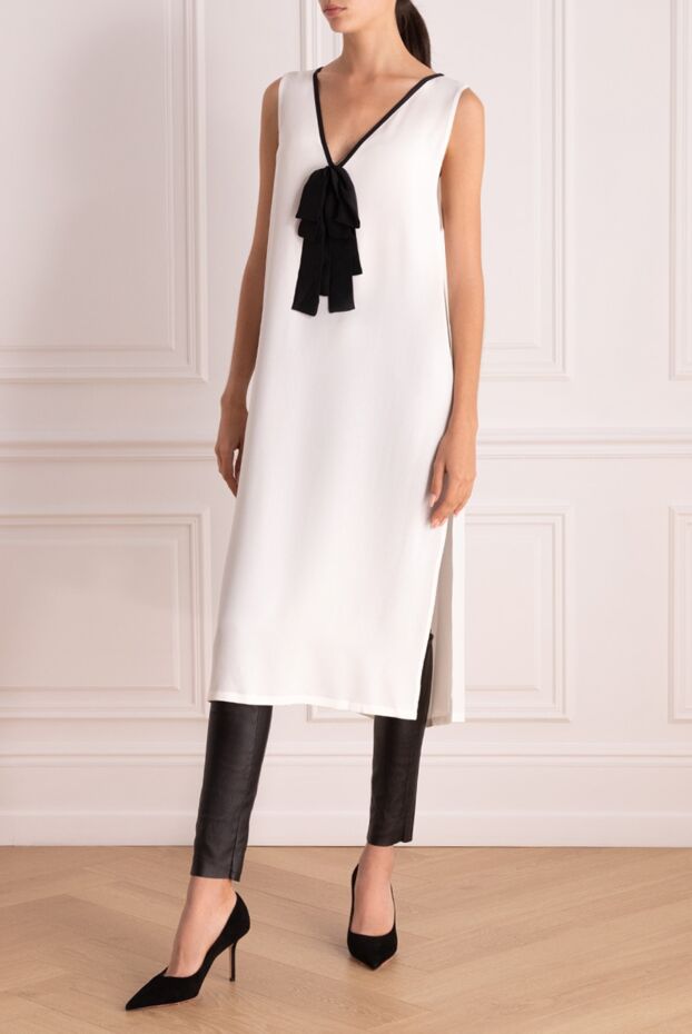 Fabiana Filippi women's blouse-dress with a black bow white 166433 - photo 2