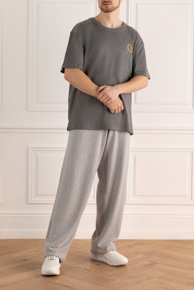 Billionaire men's gray cotton t-shirt with coat of arms embroidery 166459 - photo 2