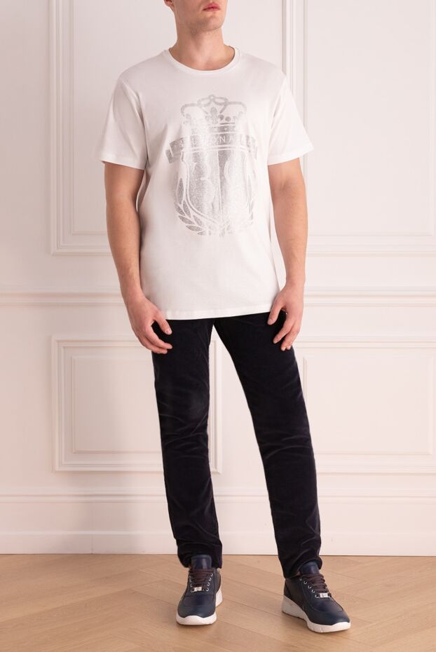 Billionaire men's white cotton t-shirt with a 3d logo and shiny decor
 166483 - photo 2
