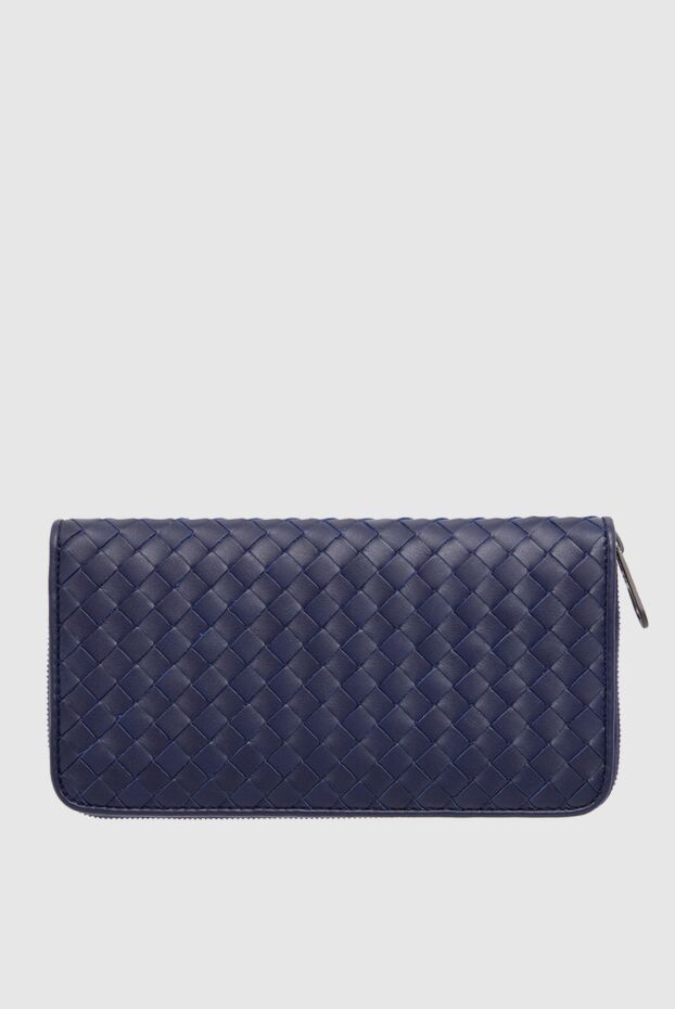 Bottega Veneta ерлерге арналған найзағайлы көк былғары intrecciato piccolo клатчы 166502 - фото 1
