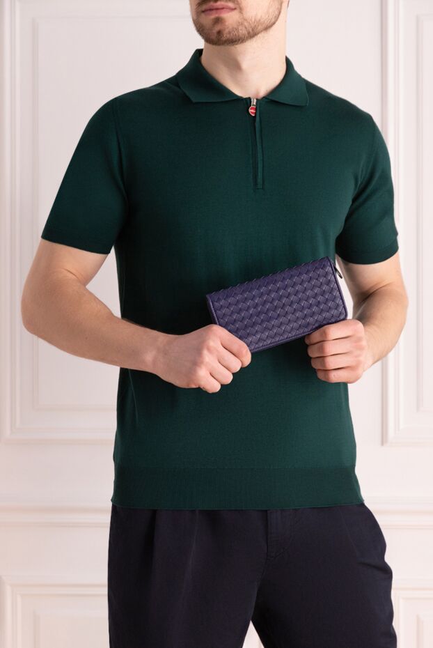 Bottega Veneta ерлерге арналған найзағайлы көк былғары intrecciato piccolo клатчы 166502 - фото 2