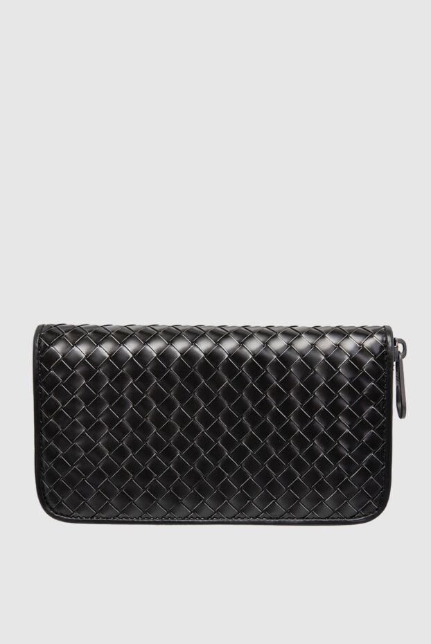 Bottega Veneta ерлерге арналған найзағайлы қара былғары intrecciato piccolo клатчы 166503 - фото 1