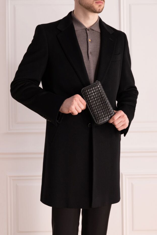 Bottega Veneta ерлерге арналған найзағайлы қара былғары intrecciato piccolo клатчы 166503 - фото 3