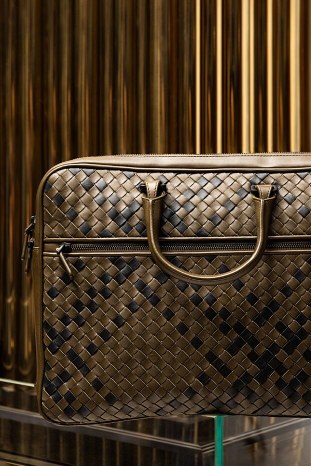 Bottega Veneta ерлерге арналған бежевый былғары портфель 166519 - фото 2