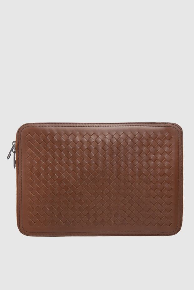 Bottega Veneta сумка коричневая через плечо из кожи intrecciato на молнии мужская 166525 - фото 1