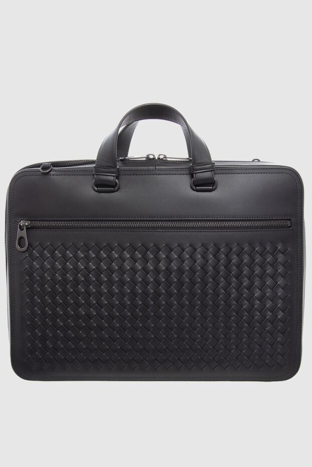 Bottega Veneta кожаная сумка-портфель черная с застёжкой на молнию и декоративным плетением
166535 - фото 1