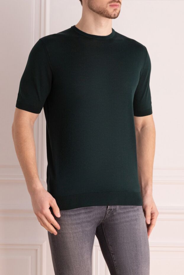 Cesare di Napoli dark green silk short-sleeve jumper for men 166555 - photo 3