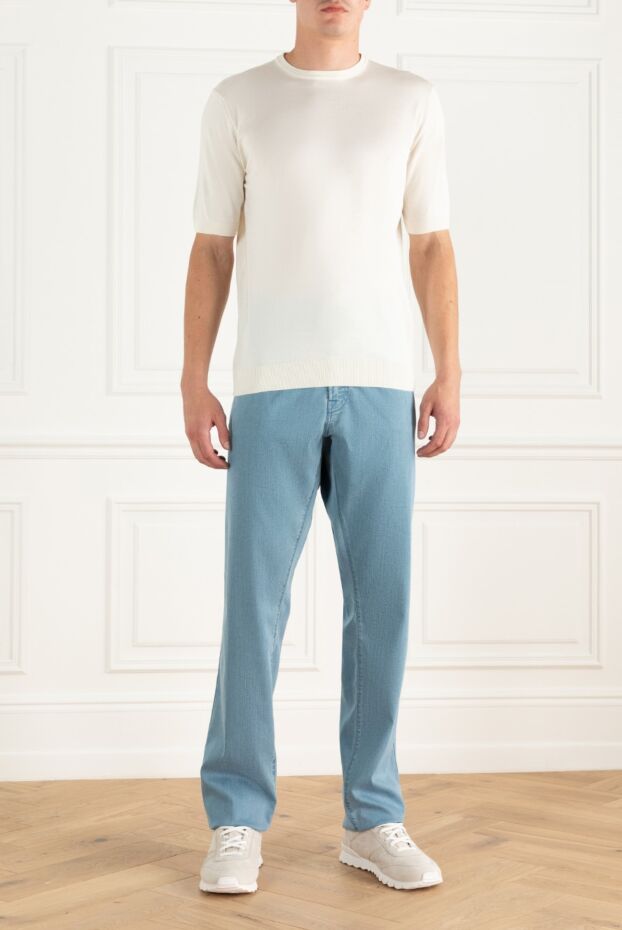 Cesare di Napoli white silk short-sleeve jumper with crew neck for men 166565 - photo 2