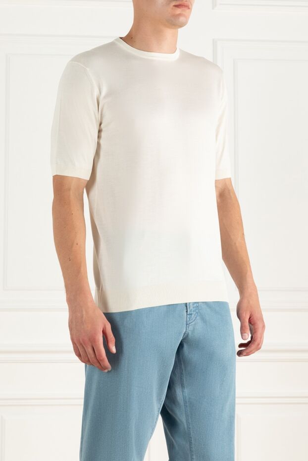 Cesare di Napoli white silk short-sleeve jumper with crew neck for men 166565 - photo 3