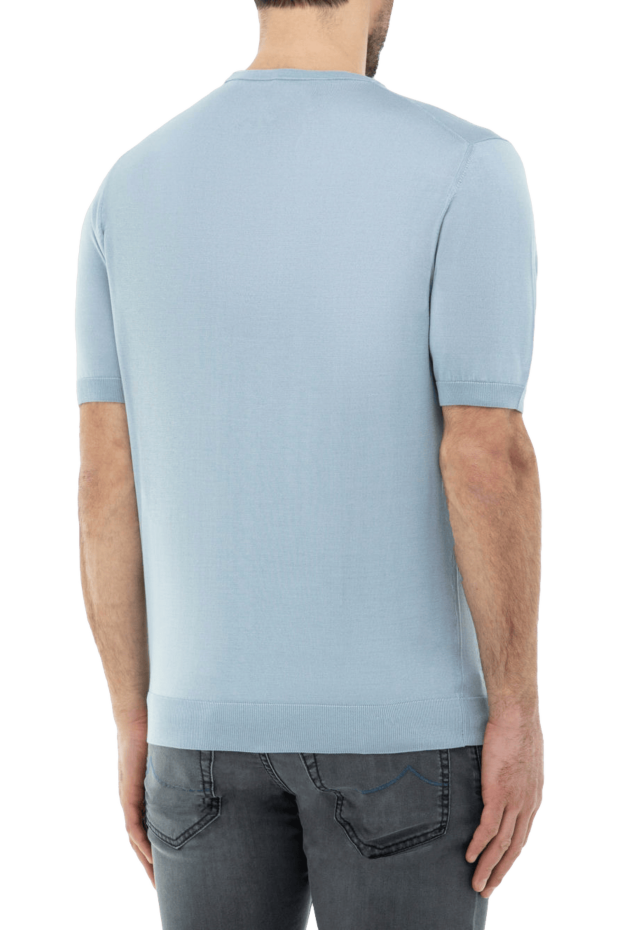Cesare di Napoli light blue silk short-sleeve jumper for men 166574 - photo 3