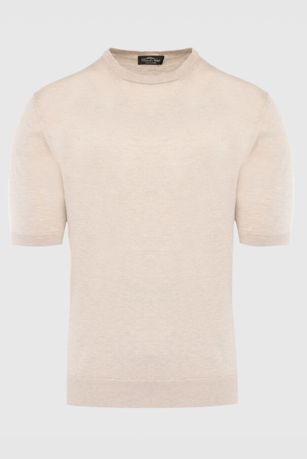 Cesare di Napoli classic beige knitted short-sleeve jumper for men 166591 - photo 1