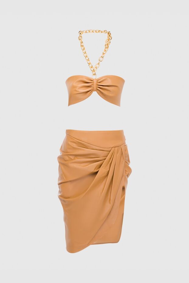 Giuseppe Di Morabito suit with a skirt made of genuine leather for women beige 166707 - photo 1