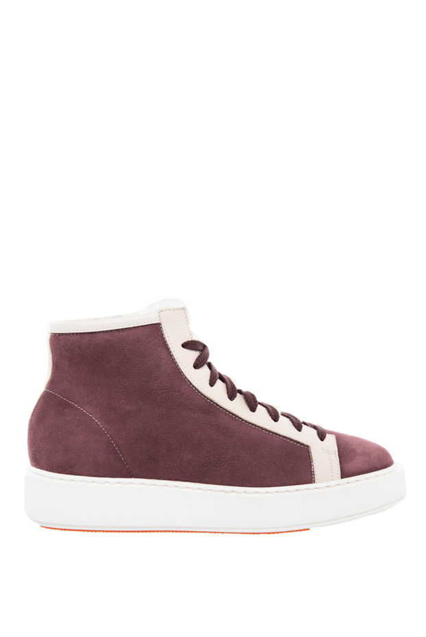 Santoni women's high-top nubuck and fur sneakers in burgundy 166751 - photo 1