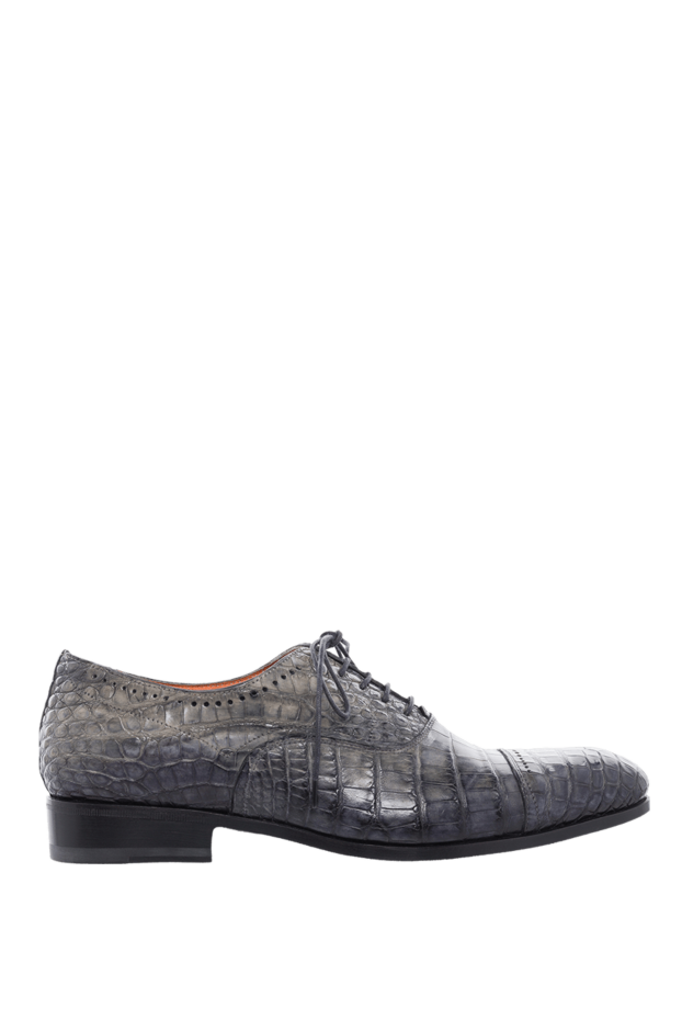 Santoni туфли мужские из кожи крокодила серые 166757 - фото 1
