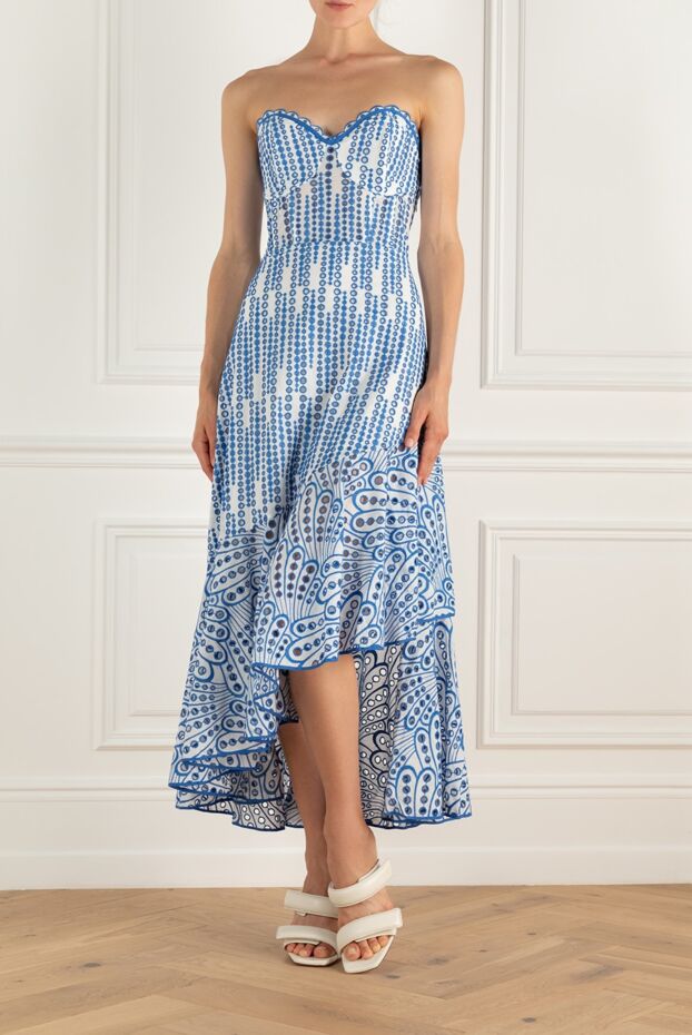 Charo Ruiz blue patterned strapless dress for women 166805 - photo 2