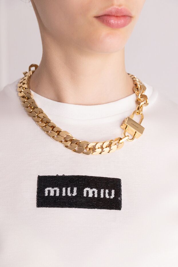 Givenchy yellow metal chain necklace with a decorative lock women's 166893 - photo 3