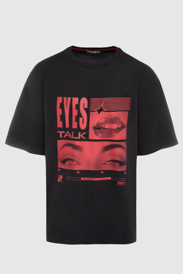 Dolce & Gabbana чёрная футболка с ярким арт-принтом и надписью eyes talk 166975 - фото 1