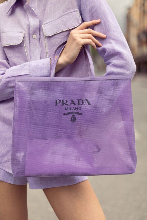Prada қара логотипі бар күлгін әйелдер сөмкесі 167050 - фото 2
