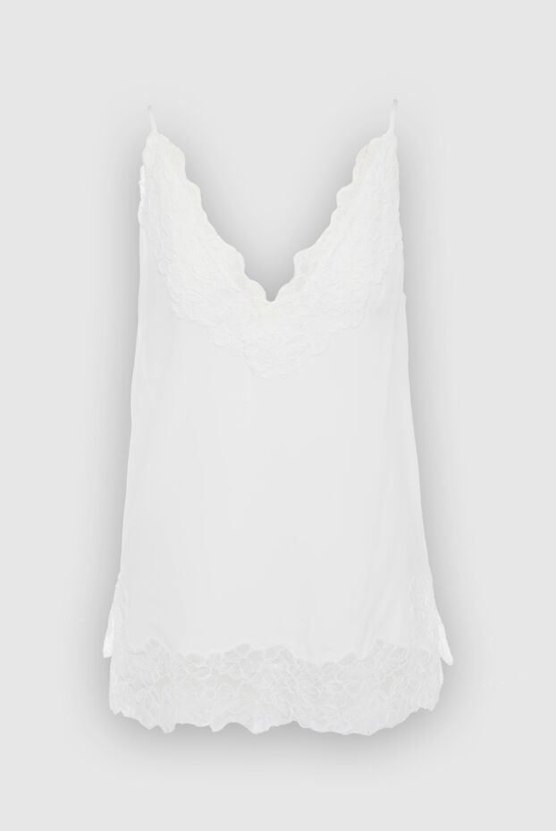 Ermanno Scervino женский белый шелковый топ в бельевом стиле с кружевом 167128 - фото 1