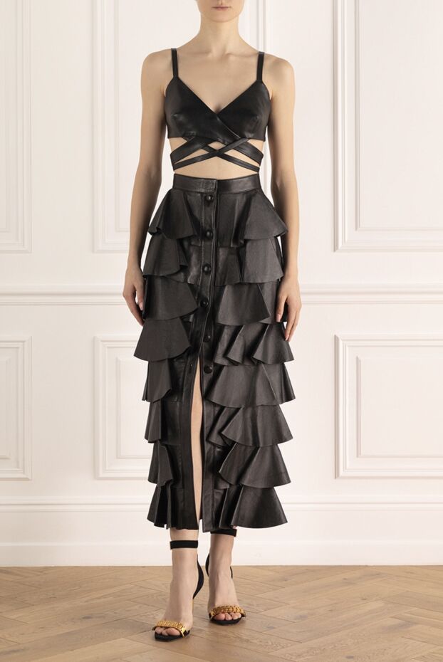 Ermanno Scervino black leather cross effect strappy top 167133 - photo 2
