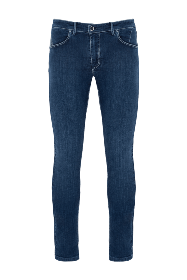 Zilli men's indigo skinny jeans with contrast white stitching 167143 - photo 1