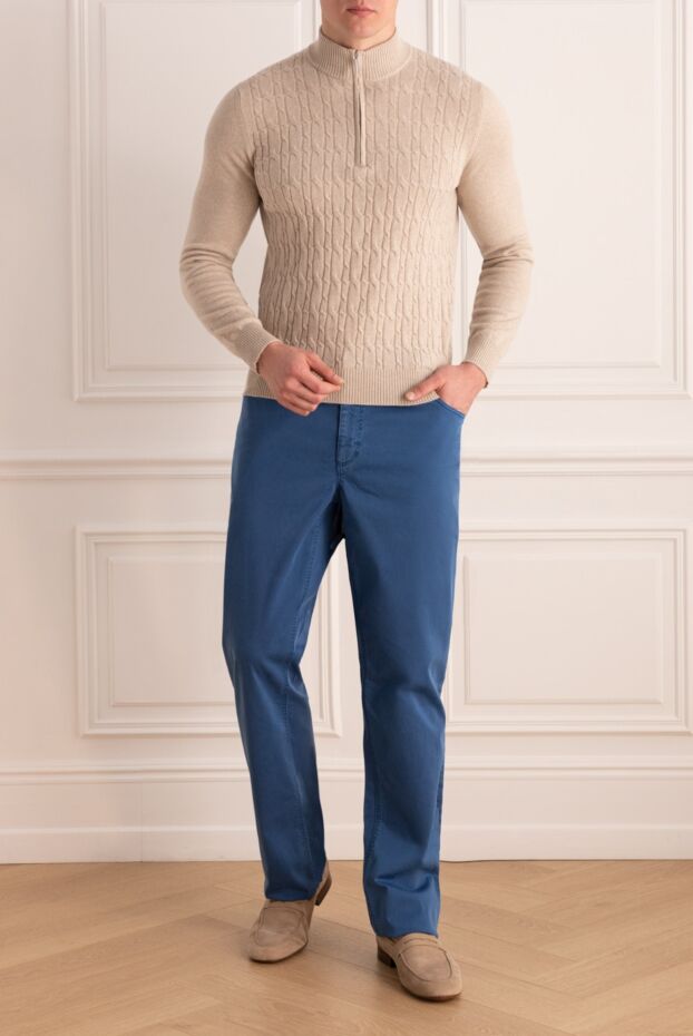 Zilli men's cotton trousers with decorative crocodile leather insert
167165 - photo 2